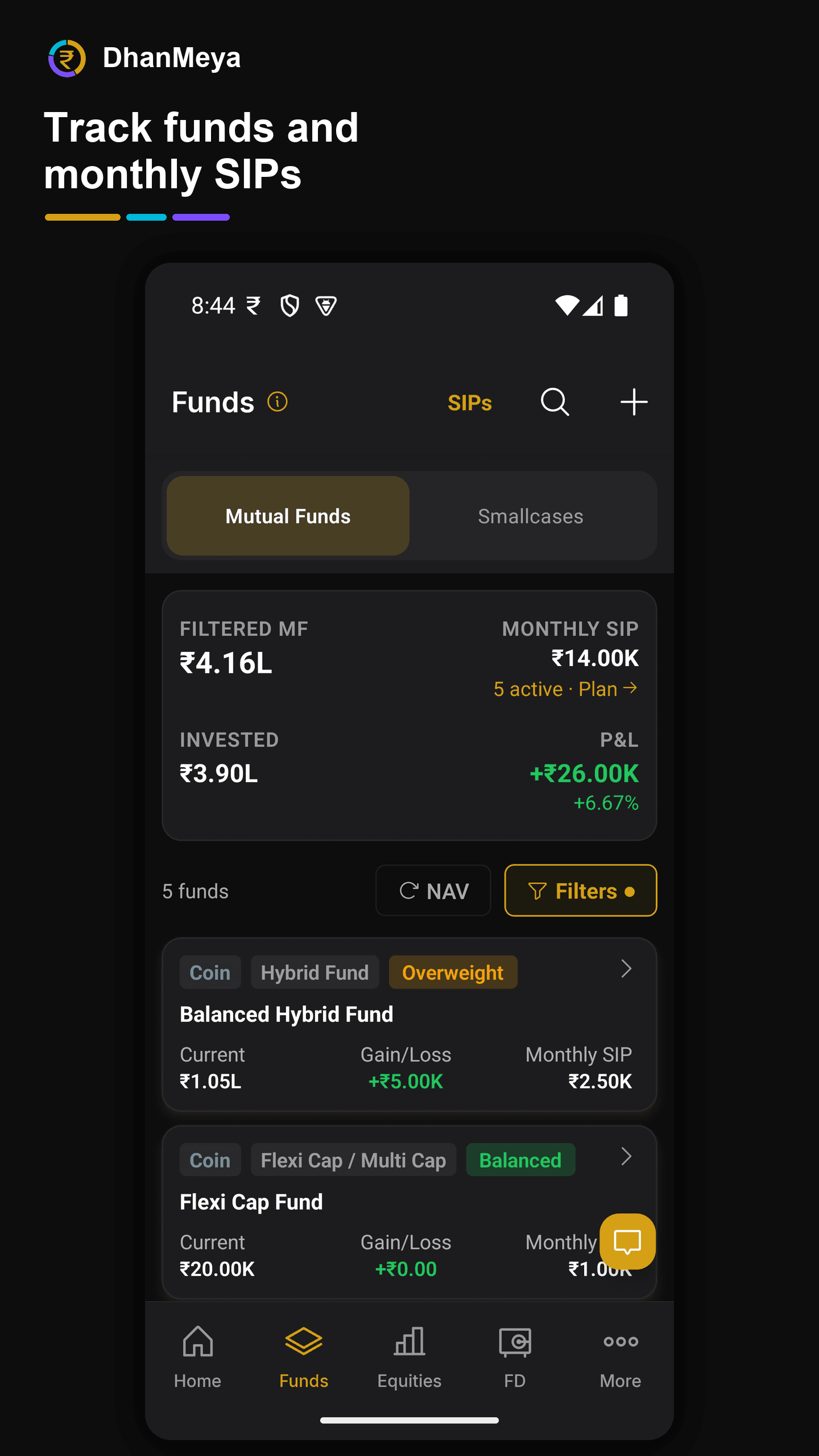 Mutual funds and SIP tracking